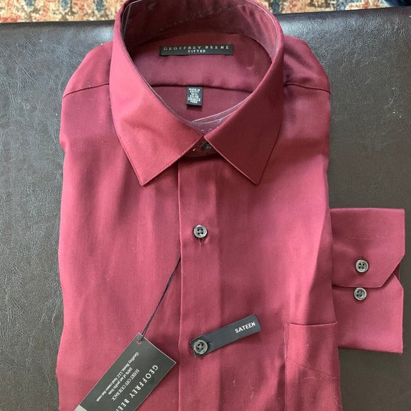 Maroon Fitted Button Down Shirt - Picture 2 of 2